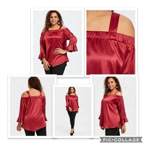 Valentine open shoulder plus size top